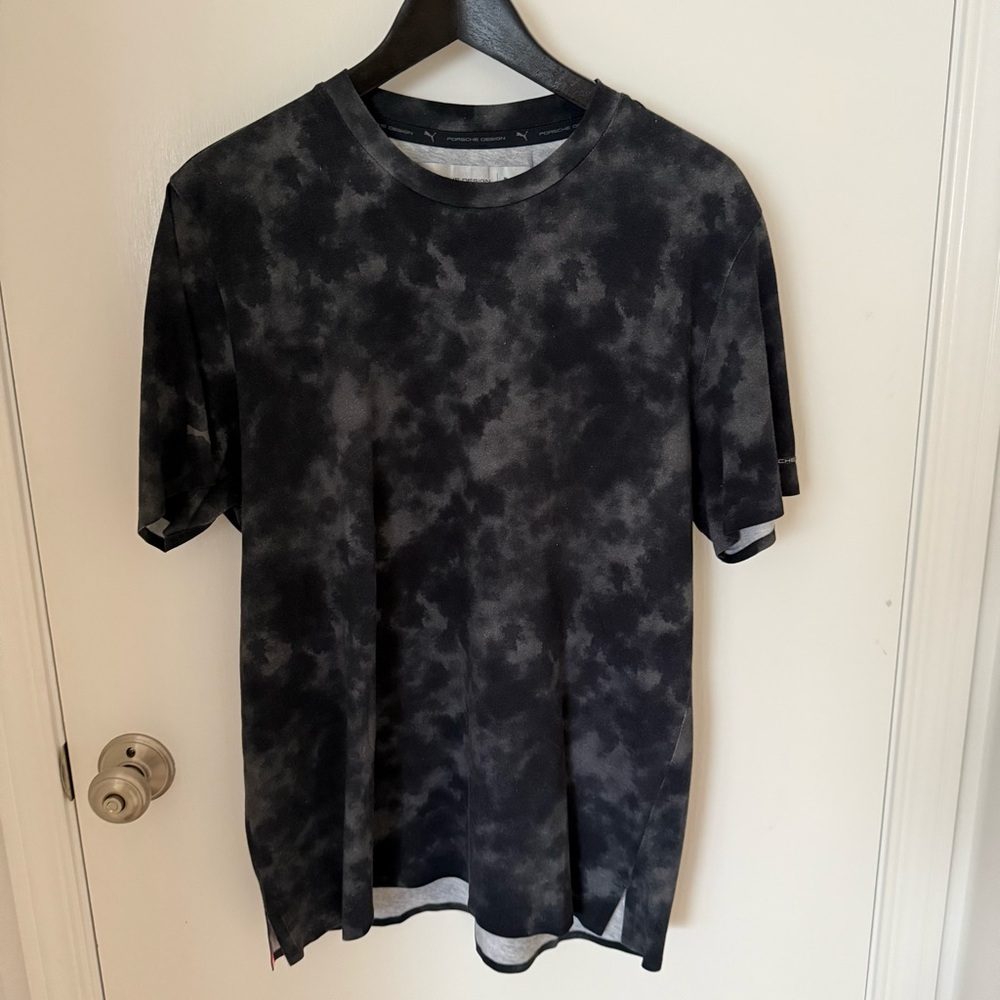 Porsche Design Black and Gray Tie-Dye Tee